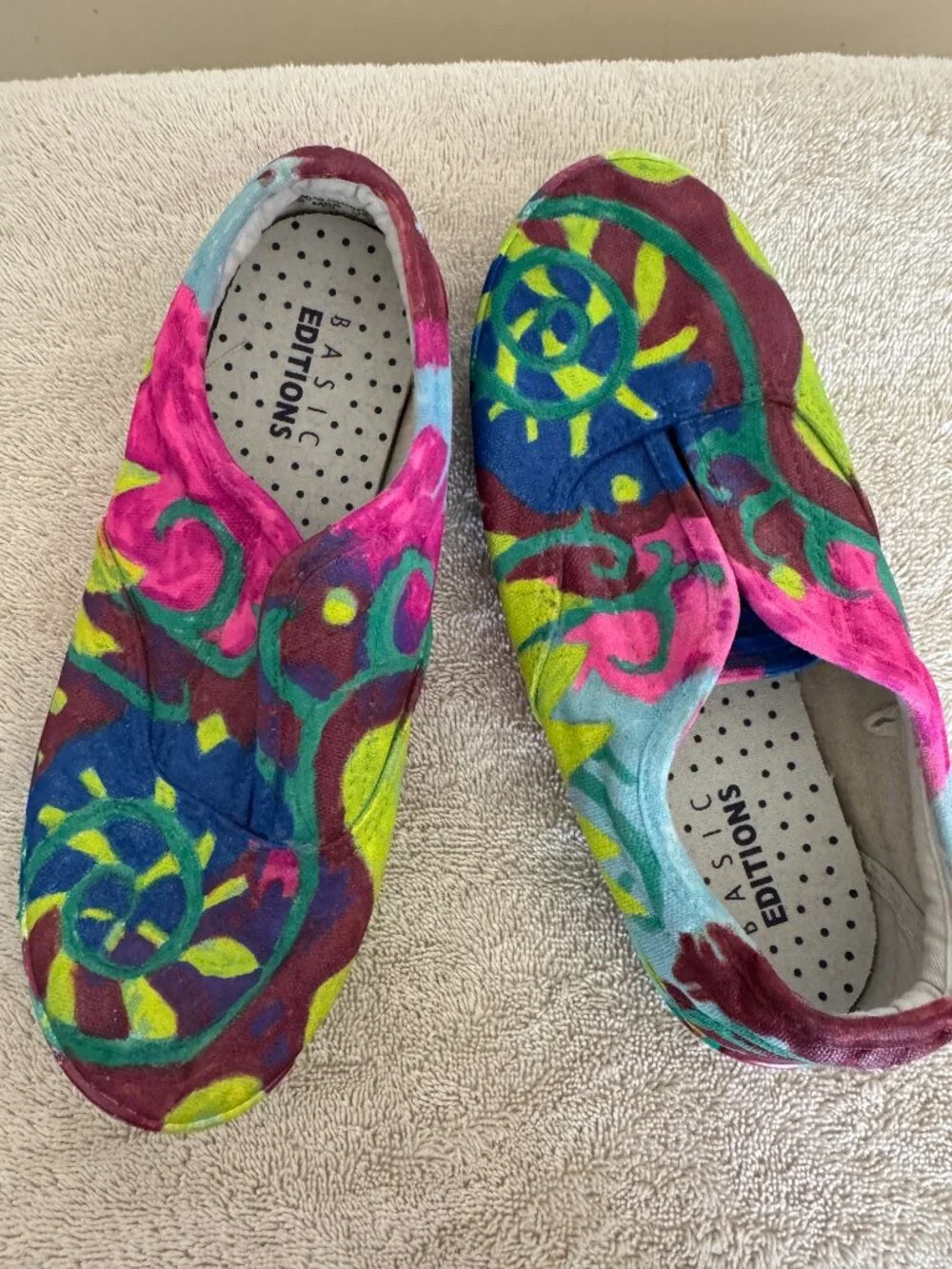 Painted Original Slide On Shoes Casual Colorful Artistic Fun